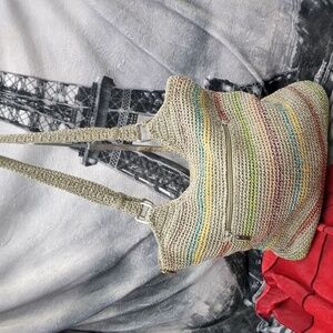 The Sak khaki green striped purse